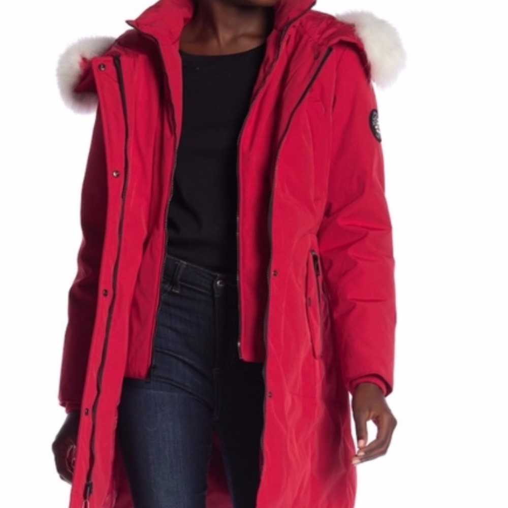 1 Madison Red Genuine Fox Fur Expedition Snow Parka